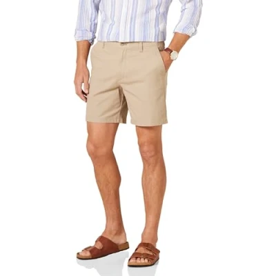 Image of Amazon Essentials Men&#039;s Slim fit 7&quot; Stretch Chino Shorts, Tan, 42W