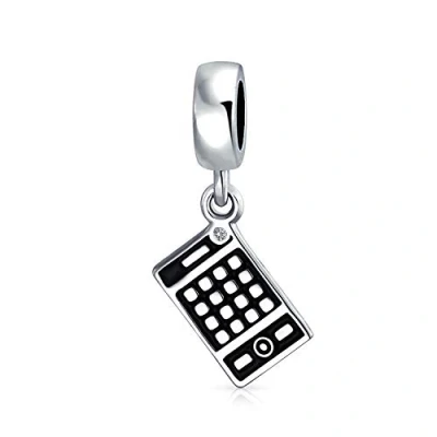 Image of Personalize Bookkeeper Accountant Math Wiz Calculator Dangle Bead Charm For Women Oxidized .925 Sterling Silver Fits European Bracelet