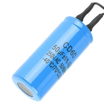 Image of CD60 Run Capacitor with Wire Lead 50uF 250V AC 50/60Hz for Motor Air Compressor Metallized Polypropylene Film, Capacitance