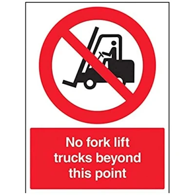 Image of V Safety No Fork Lift Trucks Beyond This Point Sign 300mm x 400mm 1mm Rigid Plastic