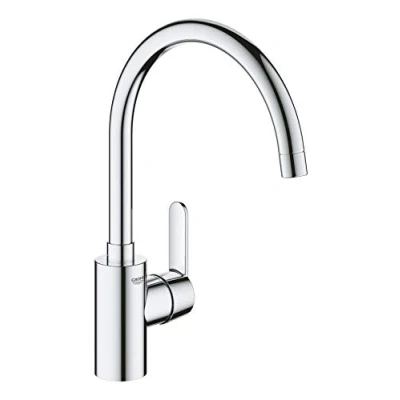 Image of GROHE Get 1 Lever Kitchen Mixer Tap (High C Spout Size 353mm, Selectable Swivel Range, Ceramic Cartridge 35mm, Tails 3/8 Inch, Easy to Install with QuickMount), German Engineering, Chrome, 31494001