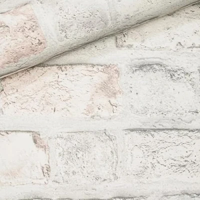 Image of SOPHIE LAURENCE Grey Pastel Brick Wallpaper, 3D Realistic Rustic Stone Effect, Heavyweight Textured, 53cm x 10.05m Roll, Washable, Paste The Paper, Ideal for Any Room
