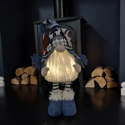 Image of Samuel ALEXANDER 60cm Battery Operated Light up Christmas Gonk with Telescopic Legs in Dark Blue