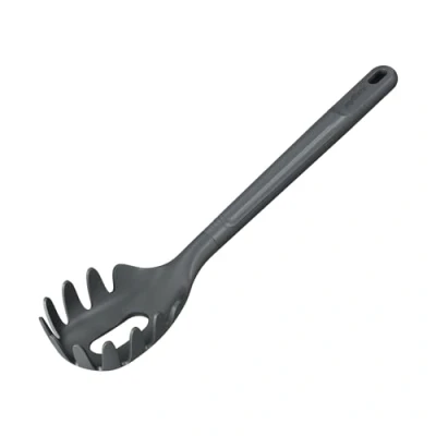 Image of Zyliss Spaghetti Spoon, Sustainable Wheat Straw/Nylon, Scoop and Drain Pasta, Non Stick, Heat Resistant Silicone Head, Beluga Grey, 31cm x 6cm, Dishwasher Safe,