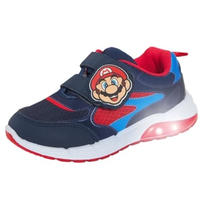 Image of Super Mario Boys Brothers Light Up Trainers Blue/Red/White EU 29 / UK 11 Child