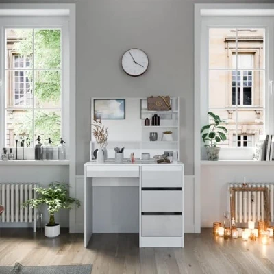 Image of Vicco Vanity table Sherry, White, 90 cm with mirror