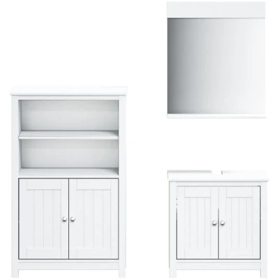 Image of vidaXL 3 Piece Bathroom Furniture Set BERG White Solid Wood Pine