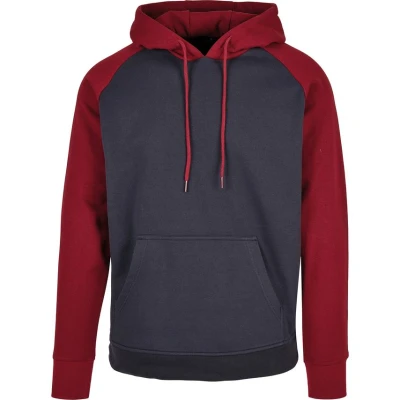 Image of Build Your Brand Men&#039;s Basic Raglan Hoody Hooded Sweatshirt, Charcoal/Black, XXXL