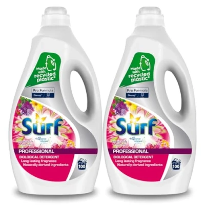 Image of Surf Tropical Lily &amp; Ylang Professional 100 Wash Biological Detergent, 5L Fresh Clean Laundry Washing Soap with Long Lasting Fragrance (Pack of 2)