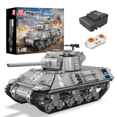 Image of Mould King 20034 MOC M26 Tank Building Blocks Kit, Technik Remote Controlled Transporter with Battery and Sound, Grey Hunting Clamping Kit for Kids/Adults (1057+ PCS)