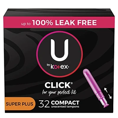 Image of U by Kotex Click Compact Tampons, Super Plus Absorbency, Unscented, 32 Count