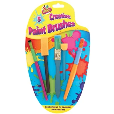 Image of Children&#039;s Kids 5 x Creative Sponge Paint Glue Brushes Set Art Craft Painting