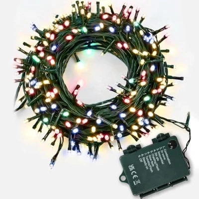 Image of SHATCHI,50 LEDs, 50 Multicolour LEDs Battery Operated Fairy Lights Waterproof Indoor/Outdoor 8 Changing Modes Timer Christmas Wedding Party Birthday Decorations