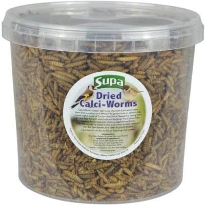 Image of Supa Dried Calci Worms For Wild Birds, 3 Litre Bucket, High Energy Protein Rich Treat Garden Attract More Birds To Your Garden, Quality Bird Food,Brown