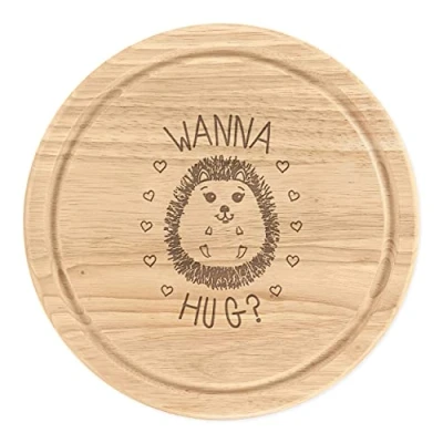 Image of Hedgehog Wanna Hug Wooden Chopping Cheese Board Round 25cm