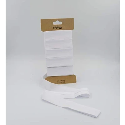 Image of Trimz Poly Cotton Bias Binding, White, 25mm x 5m, TCWHT255C