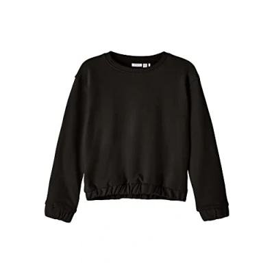 Image of NAME IT Girl&#039;s Nkftulena Ls Sweat Unb Noos Sweatshirt, Black, 4 Years