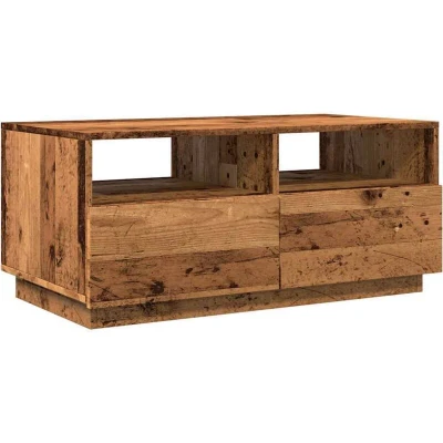 Image of vidaXL Coffee Table with LED Lights/Brown/Rectangular/Side Table/End for Living Room/Bedroom/Modern Engineered Wood/90 x 49 40 cm