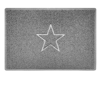 Image of Nicoman Star Embossed Shape Entrance Door Mat Dirt Trapper Washable Barrier Doormat Indoor or Outdoor (Large, Grey, 90 x 60cm)