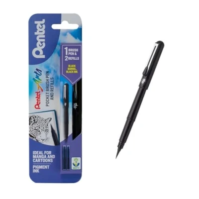 Image of Pentel XGFKP/FP10 A Brush Pen and Two Refills, Black Ink