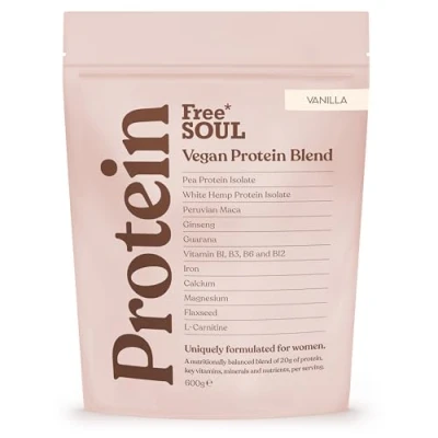 Image of Free Soul Vegan Protein Powder Formulated for Women 600g 20g with Added Nutrients Gluten &amp; Soy Plant Based Nutrition Shake Pea and Hemp Isolate (Vanilla)