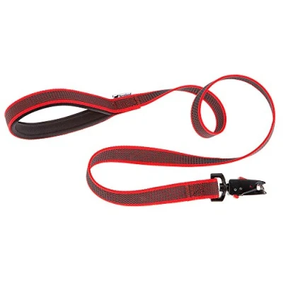 Image of Ferplast DAYTONA G Dog Lead MATIC Automatic Closure Technology Non Slip &amp; Anti Abrasion Rubber Coating Soft Handle Italian Design 120 x 1.5 cm, Red