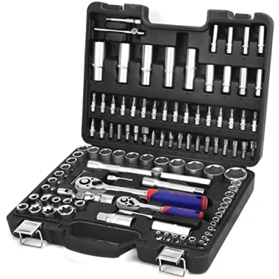 Image of WORKPRO 108 Piece 1/4&quot;&amp;1/2&quot; Drive Socket Set with Bits Set, Quick Release Ratchet Wrench CR V Mechanic Tool for DIY, Car Repair