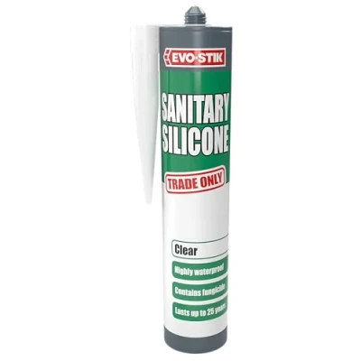 Image of EVO STIK Sanitary Silicone Sealant, For Kitchens and Bathrooms, Waterproof + Mould Resistant, Colour: Clear