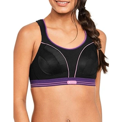Image of Shock Absorber Women&#039;s Ultimate Run Sports Bra Black/Purple, Size 30F