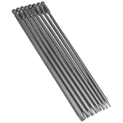 Image of 8PCS 200 mm/7.9&quot; Long Torx Head Screwdriver Bit Set Magnetic Tamper Proof Security Screw Driver Drill Bits 1/4&quot; Hex Shank Star T8 T40