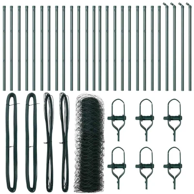 Image of vidaXL Hexagon Fence Green 0.5x50 m Steel