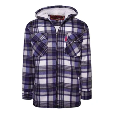 Image of High Mount Unisex/Men&#039;s Fleece Naxter Sherpa Fur Lined Lumberjack Check Hoodie (Blue, 3XL)