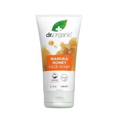 Image of Dr Organic Manuka Honey Face Wash, Cleansing, Dry Skin, Mens, Womens, Natural, Vegetarian, Cruelty Free, Paraben &amp; SLS Recycled Recyclable, Organic, 150ml, Packaging may vary