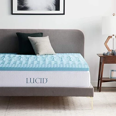 Image of LUCID Memory Foam Mattress Topper Super King (180 x 200) With 5 Zones and Cooling Gel Infusion Oeko Tex 5cm / 2 inch thick