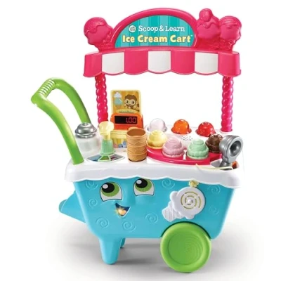 Image of VTech LeapFrog 600703 Scoop &amp; Learn Pretend Toddler Toy for Role Play Food and Magic Ice Cream Scooper Scoop/Learn Cart Set, Various,Blue,21.7 x 51.6 63.2 cm