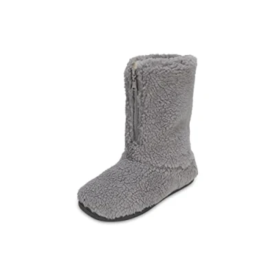 Image of Polar Mens Sherpa Slipper BootsAnti Slip Indoor Bootie with Funny Quote on its OutsoleSoft and Fluffy House Memory FoamAnkle Boot Slippers Grey AYC0854/UK10