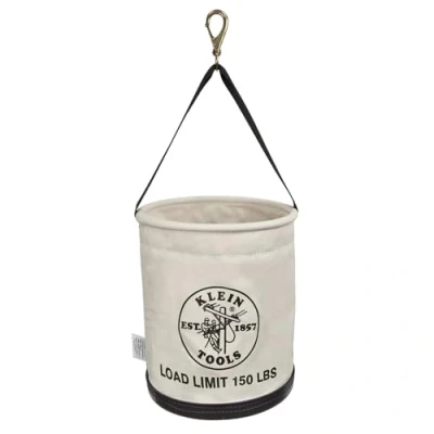 Image of Klein Tools 5109SLR Canvas Bucket, All Purpose Tool Bucket with Plastic Bottom Drain Holes, Work is Load Rated Up to 150 Pounds