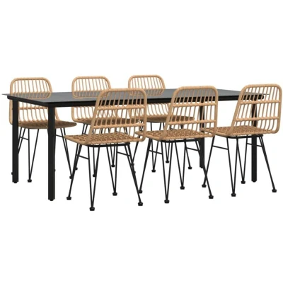 Image of Vidaxl 7 Piece Garden Dining Set Poly Rattan