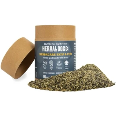 Image of Herbal Dog Co Skin &amp; Fur Food Supplement for Dogs Puppies, 250ml Supplements Coat Multivitamin All Natural, Vegan, Made in UK