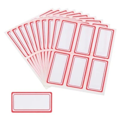 Image of M&amp;G 600 Pcs Name Tag Stickers, Labels Stickers Waterproof Adhesive Blank for Stuff Daycare Supplies Bottle Clothes Fabric Folder Office Camp, 24x55mm, Red White