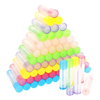 Image of Empty Lip Balm Tubes 72 PCS Containers Clear Colorful Lipstick with Twist Bottom and Top Cap for DIY (5g, 6 Colors)