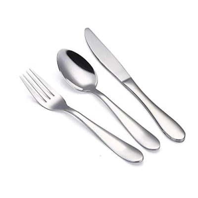 Image of VANRA Children&#039;s Cutlery Set, Stainless Steel Flatware Silver Set Child Utensils/Dinnerware,Polish &amp; Dishwasher Safe(Chrome Finished) (Fork Spoon Knife)
