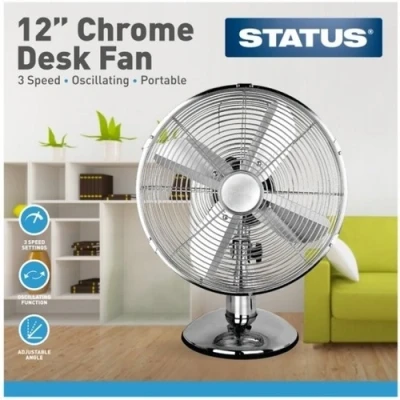 Image of Status 12&quot; Chrome Desk Fan