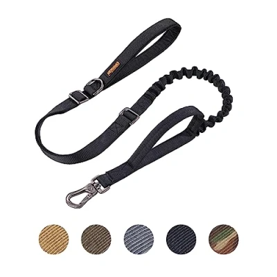 Image of EXCELLENT ELITE SPANKER Tactical Dog Lead Bungee Leash Military Training with Traffic Control Handles(Black)