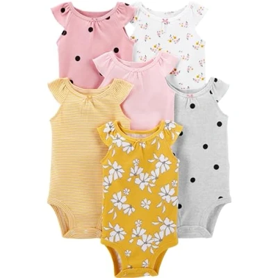 Image of Simple Joys by Carter&#039;s Baby Girls&#039; 6 Pack Sleevless Bodysuit, Multicolour/Dots/Floral/Stripes, Premature (Pack of 6)