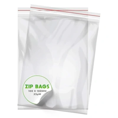 Image of V1 TRADE Zip Lock Baggies 100x100 mm 100 Resealable Clear Plastic Bags Grip Seal, Waterproof, Reusable, Heavy Duty Storage