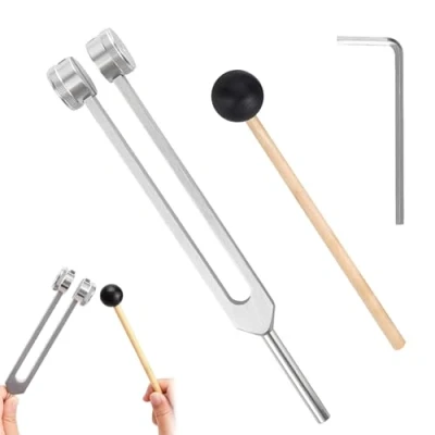 Image of 128 Hz Weighted Tuning Fork, Professional Aluminum Alloy Fork Medical for Healing, C Frequency Healing Device, Sound Instruments with Taylor Percussion Hammer Mallet