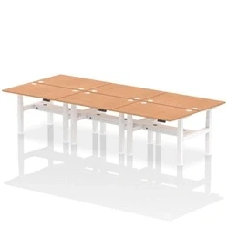 Image of Air B2B 1200x800mm Height Adjustable 6P Bench Desk CP Oak/White