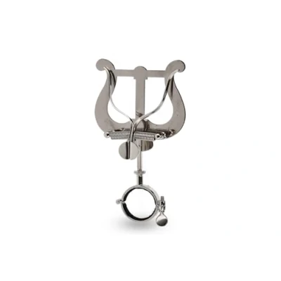 Image of GEWA Marching Music Holder Eb Clarinet Nickel Plated Large Lyra 2 Pushers Ring Diameter 30 mm