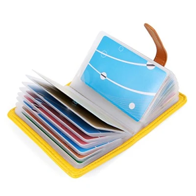 Image of AltomStar 10 Colors Credit Card Holder Wallets for Women Men Leather 26 Slots (Yellow)